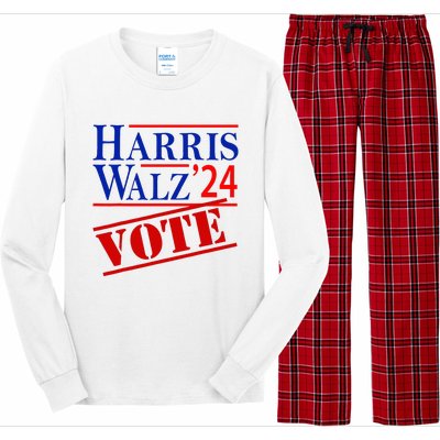 Harris Walz 2024 American Flag Kamala Harris Tim Waltz Long Sleeve Pajama Set