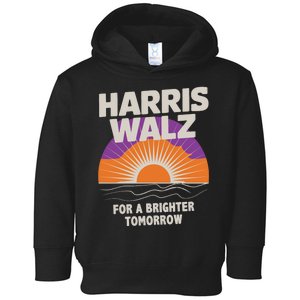 Harris Walz 2024 Boho Retro Sunrise Brighter Tomorrow Quote Toddler Hoodie