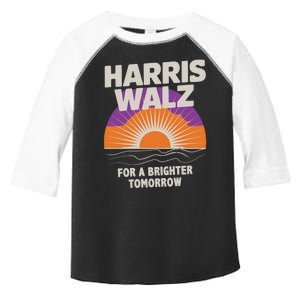 Harris Walz 2024 Boho Retro Sunrise Brighter Tomorrow Quote Toddler Fine Jersey T-Shirt