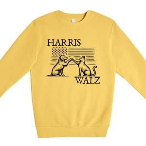 Harris Walz 2024 President American Flag Kamala Harris Waltz Premium Crewneck Sweatshirt