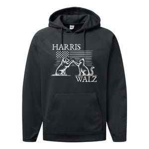 Harris Walz 2024 President American Flag Kamala Harris Waltz Performance Fleece Hoodie