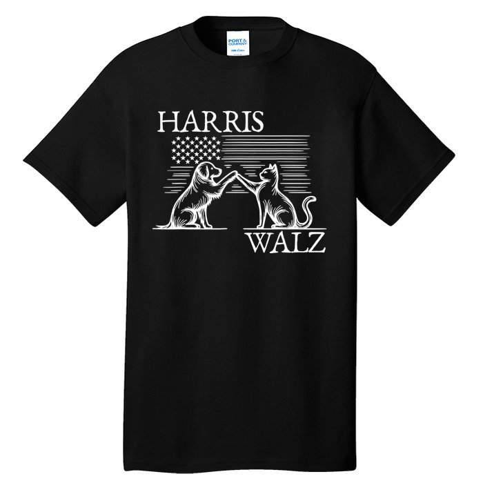 Harris Walz 2024 President American Flag Kamala Harris Waltz Tall T-Shirt