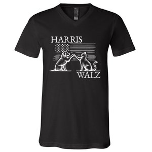 Harris Walz 2024 President American Flag Kamala Harris Waltz V-Neck T-Shirt