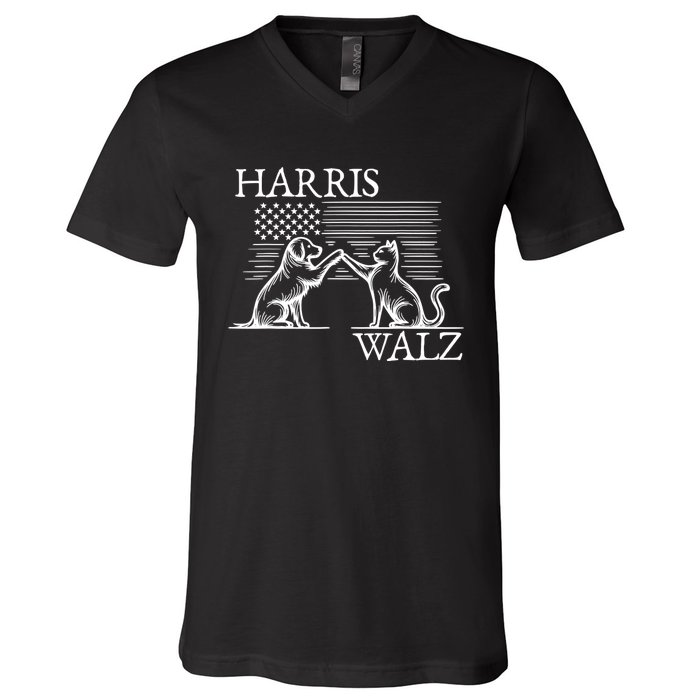 Harris Walz 2024 President American Flag Kamala Harris Waltz V-Neck T-Shirt