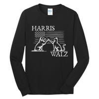 Harris Walz 2024 President American Flag Kamala Harris Waltz Tall Long Sleeve T-Shirt