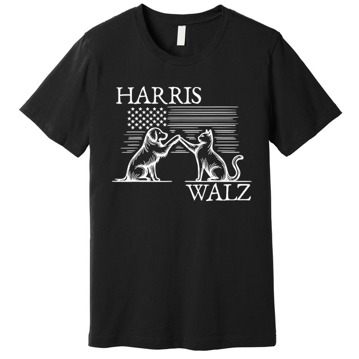 Harris Walz 2024 President American Flag Kamala Harris Waltz Premium T-Shirt