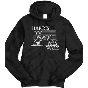 Harris Walz 2024 President American Flag Kamala Harris Waltz Tie Dye Hoodie