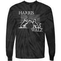 Harris Walz 2024 President American Flag Kamala Harris Waltz Tie-Dye Long Sleeve Shirt