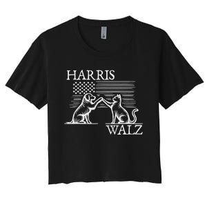 Harris Walz 2024 President American Flag Kamala Harris Waltz Women's Crop Top Tee