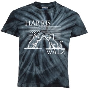 Harris Walz 2024 President American Flag Kamala Harris Waltz Kids Tie-Dye T-Shirt