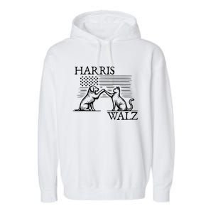 Harris Walz 2024 President American Flag Kamala Harris Waltz Garment-Dyed Fleece Hoodie