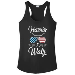 Harris Walz 2024 Kamala Harris Tim Waltz 2024 Usa Flag Cat Gift Ladies PosiCharge Competitor Racerback Tank