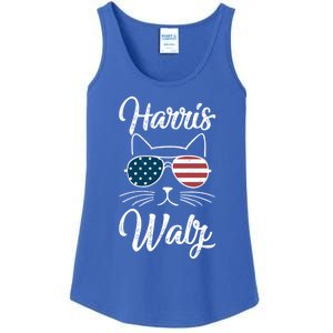 Harris Walz 2024 Kamala Harris Tim Waltz 2024 Usa Flag Cat Gift Ladies Essential Tank