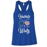 Harris Walz 2024 Kamala Harris Tim Waltz 2024 Usa Flag Cat Gift Women's Racerback Tank