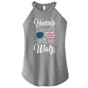 Harris Walz 2024 Kamala Harris Tim Waltz 2024 Usa Flag Cat Gift Women's Perfect Tri Rocker Tank