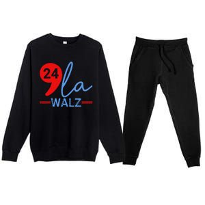 Harris Walz 2024 President Comma La Funny Premium Crewneck Sweatsuit Set