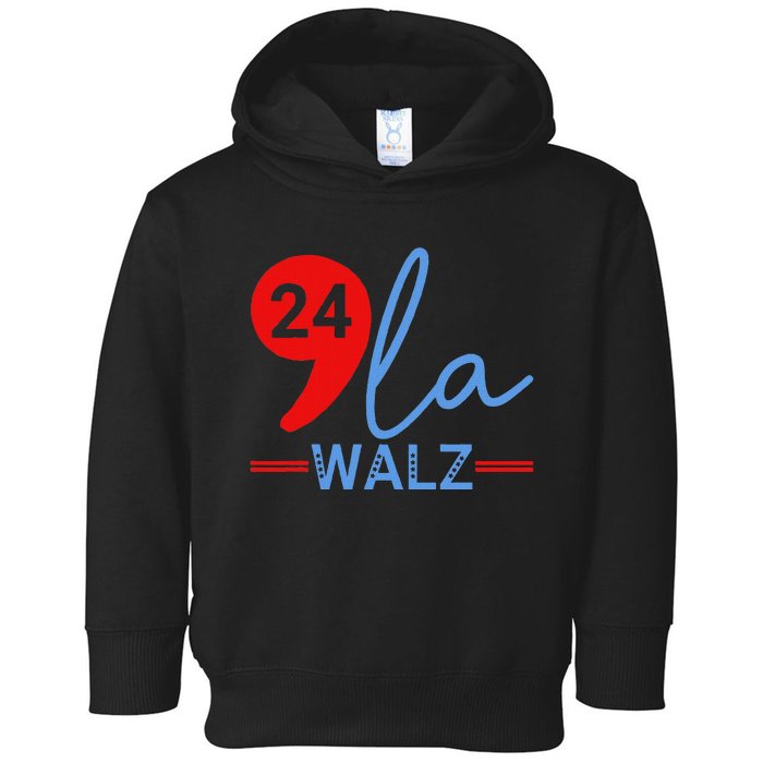 Harris Walz 2024 President Comma La Funny Toddler Hoodie