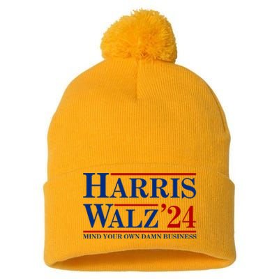 Harris Walz 2024 Mind Your Own Damn Business Pom Pom 12in Knit Beanie