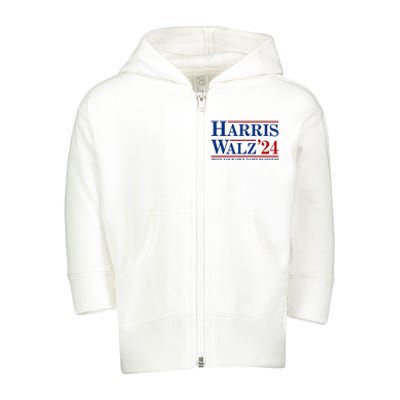 Harris Walz 2024 Mind Your Own Damn Business Toddler Zip Fleece Hoodie