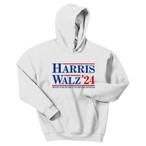 Harris Walz 2024 Mind Your Own Damn Business Kids Hoodie