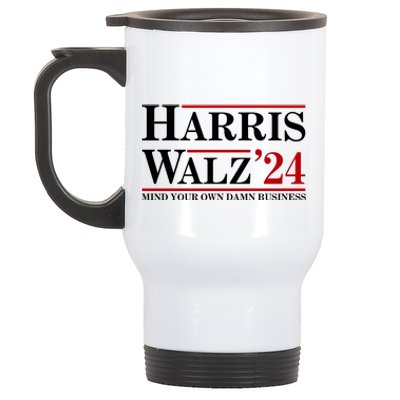 Harris Walz 2024 Mind Your Own Damn Business Stainless Steel Travel Mug