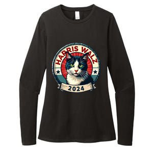 Harris Walz 2024 Funny Cat Election Kamala Harris Tim Waltz Womens CVC Long Sleeve Shirt