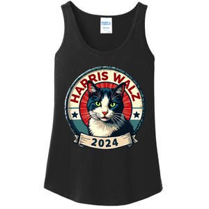 Harris Walz 2024 Funny Cat Election Kamala Harris Tim Waltz Ladies Essential Tank