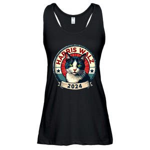 Harris Walz 2024 Funny Cat Election Kamala Harris Tim Waltz Ladies Essential Flowy Tank