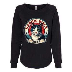 Harris Walz 2024 Funny Cat Election Kamala Harris Tim Waltz Womens California Wash Sweatshirt