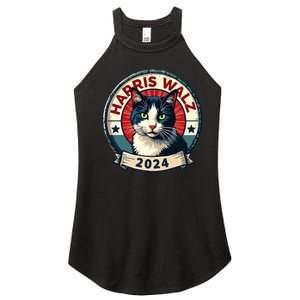 Harris Walz 2024 Funny Cat Election Kamala Harris Tim Waltz Women's Perfect Tri Rocker Tank