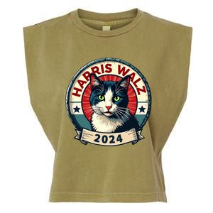 Harris Walz 2024 Funny Cat Election Kamala Harris Tim Waltz Garment-Dyed Women's Muscle Tee