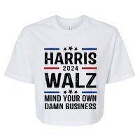 Harris Walz 2024 Mind Your Own Damn Business Bella+Canvas Jersey Crop Tee