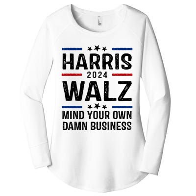 Harris Walz 2024 Mind Your Own Damn Business Women's Perfect Tri Tunic Long Sleeve Shirt