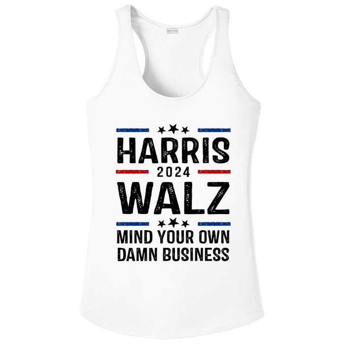 Harris Walz 2024 Mind Your Own Damn Business Ladies PosiCharge Competitor Racerback Tank