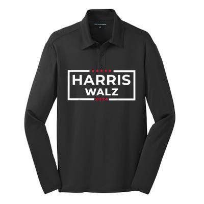 Harris Walz 2024 Tim Walz Kamala Harris Usa Election Apparel Silk Touch Performance Long Sleeve Polo