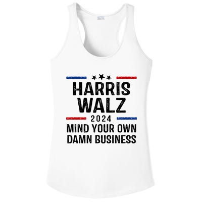 Harris Walz 2024 Mind Your Own Damn Business Ladies PosiCharge Competitor Racerback Tank