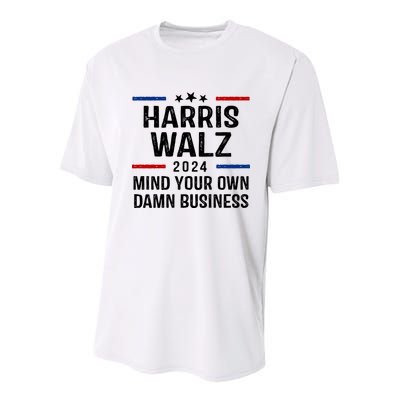 Harris Walz 2024 Mind Your Own Damn Business Youth Performance Sprint T-Shirt