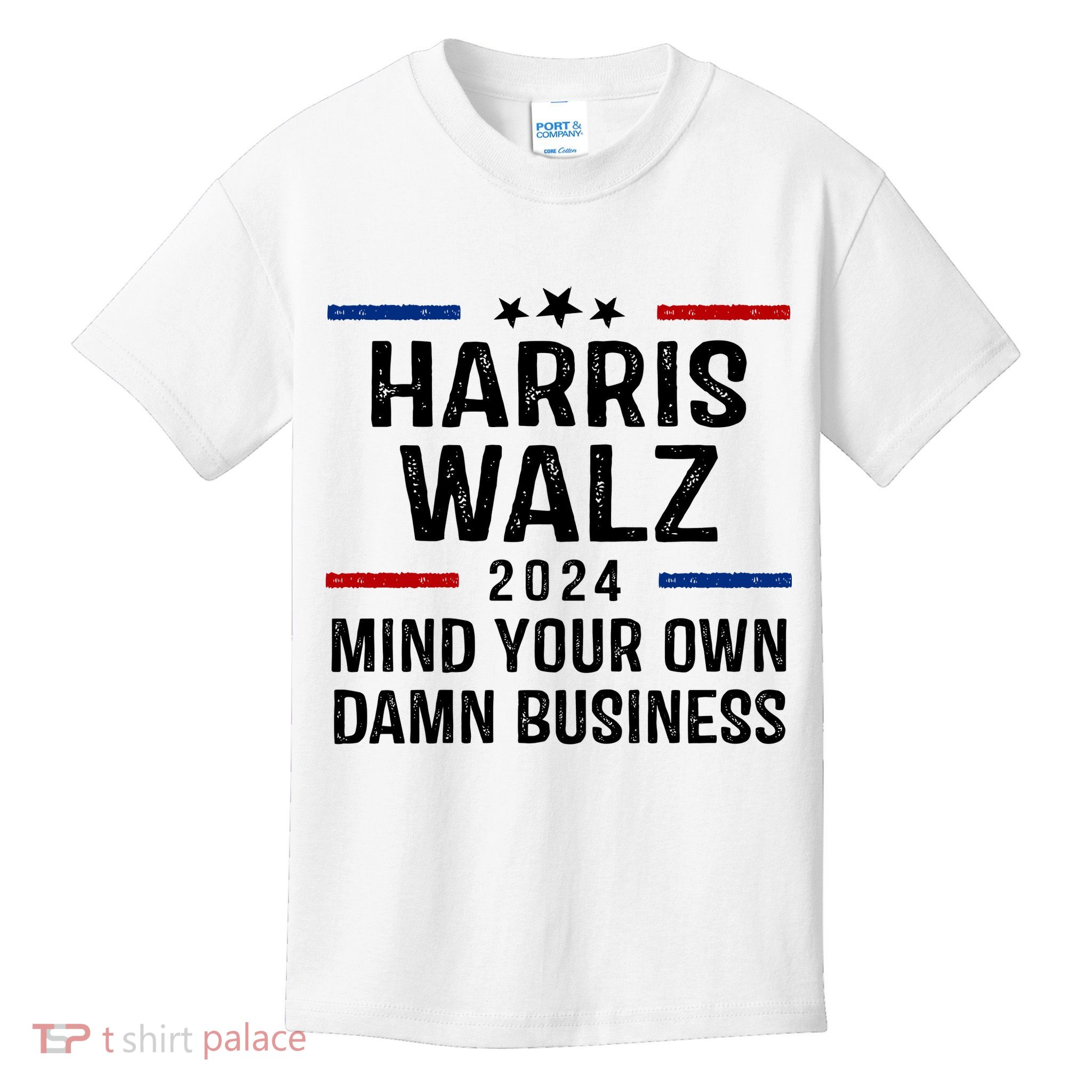 Harris Walz 2024 Mind Your Own Damn Business Kids T-Shirt