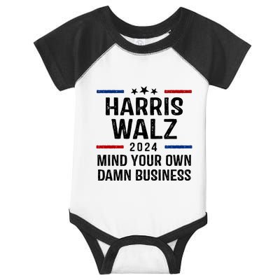 Harris Walz 2024 Mind Your Own Damn Business Infant Baby Jersey Bodysuit