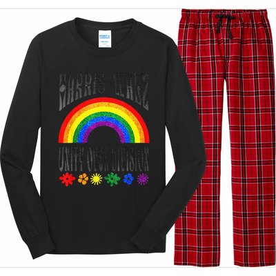 Harris Waltz 2024 Unity Over Division Election Kamala Lgbtq Long Sleeve Pajama Set