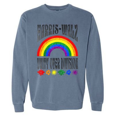 Harris Waltz 2024 Unity Over Division Election Kamala Lgbtq Garment-Dyed Sweatshirt