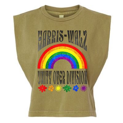 Harris Waltz 2024 Unity Over Division Election Kamala Lgbtq Garment-Dyed Women's Muscle Tee