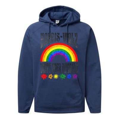 Harris Waltz 2024 Unity Over Division Election Kamala Lgbtq Performance Fleece Hoodie