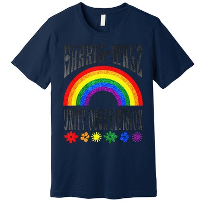 Harris Waltz 2024 Unity Over Division Election Kamala Lgbtq Premium T-Shirt