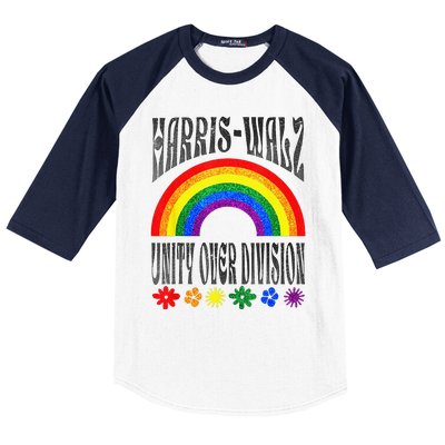 Harris Waltz 2024 Unity Over Division Election Kamala Lgbtq Baseball Sleeve Shirt