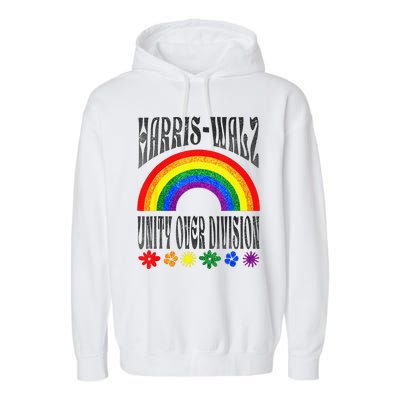 Harris Waltz 2024 Unity Over Division Election Kamala Lgbtq Garment-Dyed Fleece Hoodie