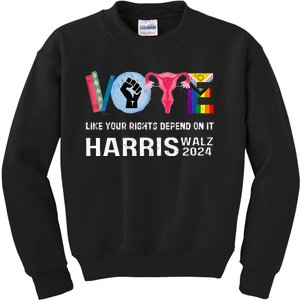 Harris Walz 24 Vote Books R.E.P.R.O.D.U.C.T.I.V.E R.I.G.H.T.S. Lgbt Kids Sweatshirt