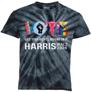 Harris Walz 24 Vote Books R.E.P.R.O.D.U.C.T.I.V.E R.I.G.H.T.S. Lgbt Kids Tie-Dye T-Shirt