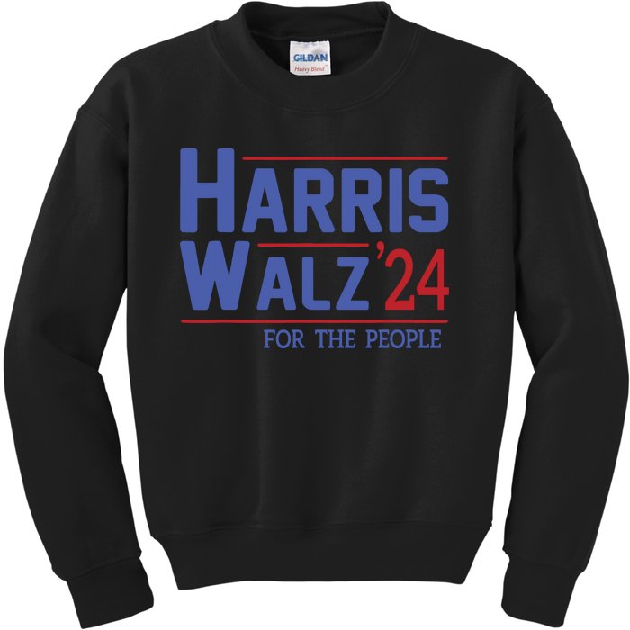 Harris Walz 2024 President American Flag Kamala Harris Waltz Kids Sweatshirt