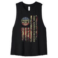 Harris Waltz 2024 Vintage America Flag Women's Racerback Cropped Tank